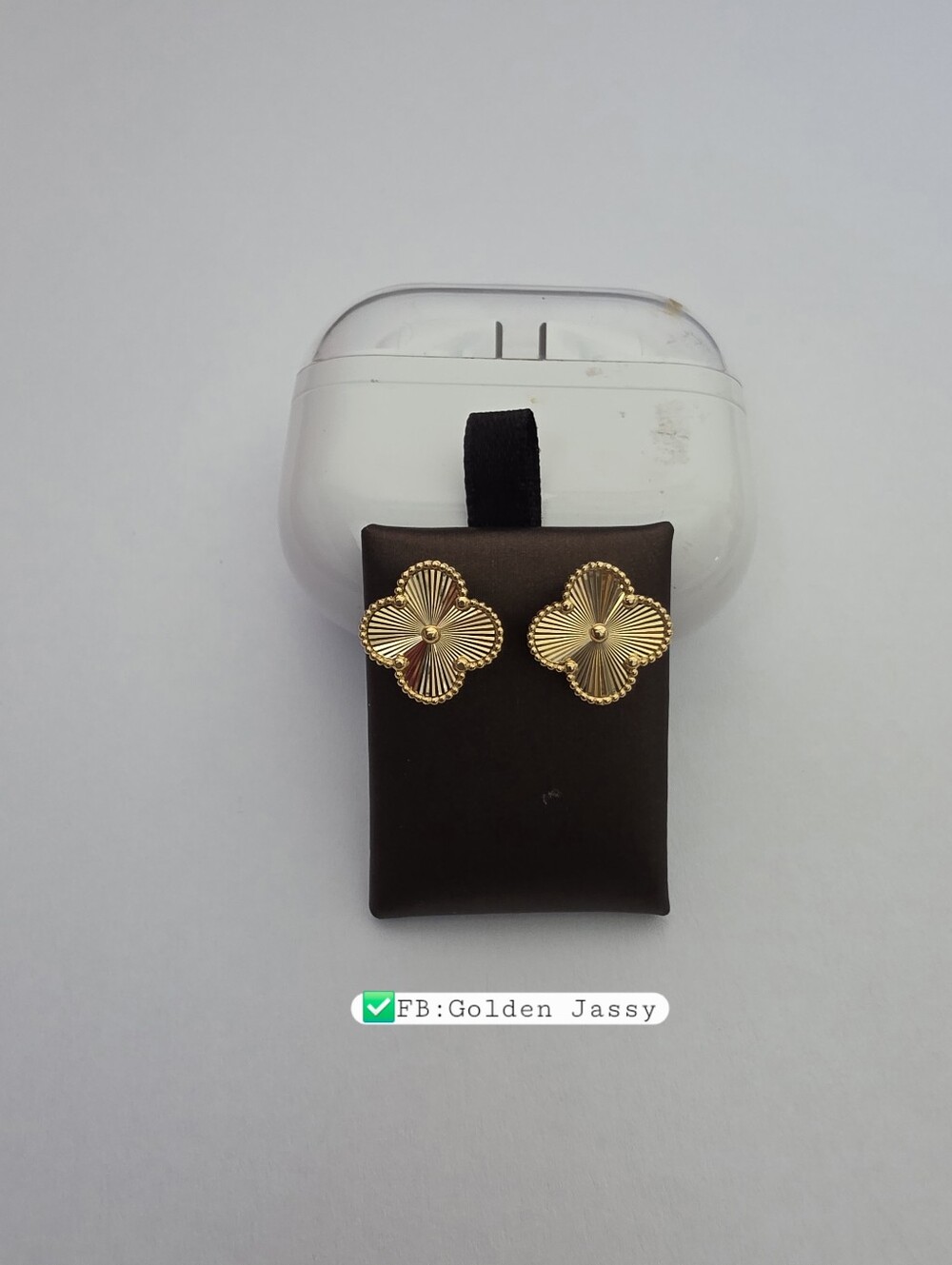18K Real Gold Clover Stud 14mm